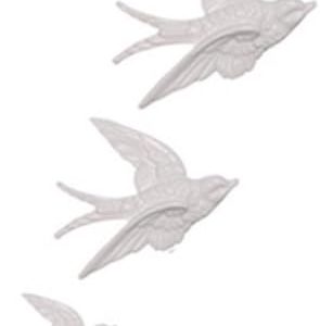 Ceramic Swallows, Set of 3 (White)