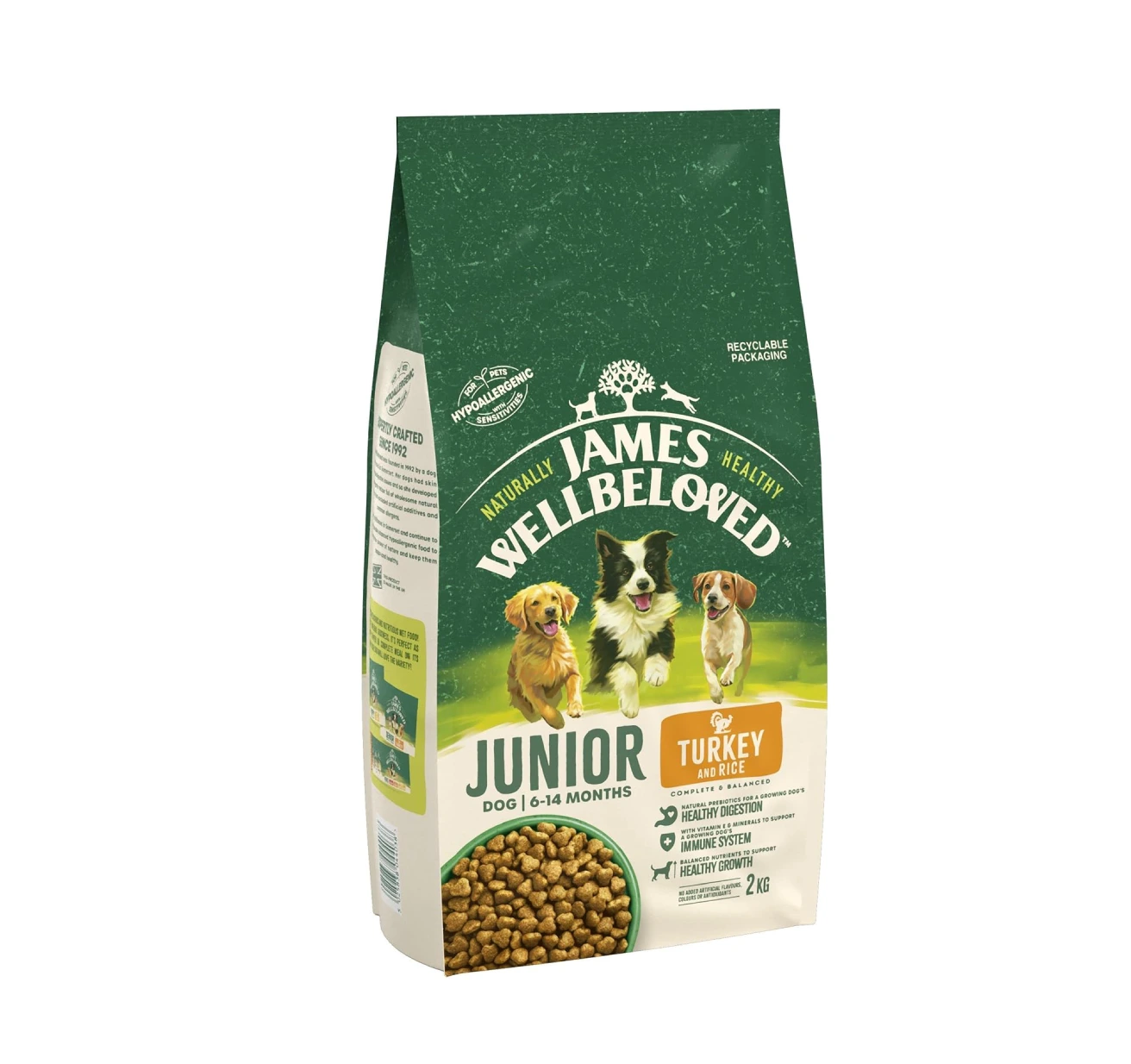 James Wellbeloved Junior Turkey & Rice 2 kg Bag, Hypoallergenic Dry Dog Food