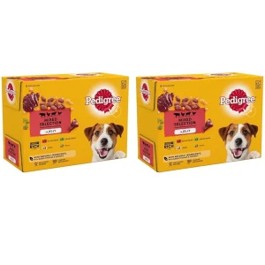 Pedigree Wet Dog Food for Adult Dogs Pouches Mixed Selection in Jelly, 12 Pouches (12 x 100g) (Pack of 2)