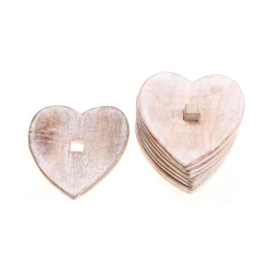 Sass & Belle Wooden Brown Heart Coasters - Set of 6