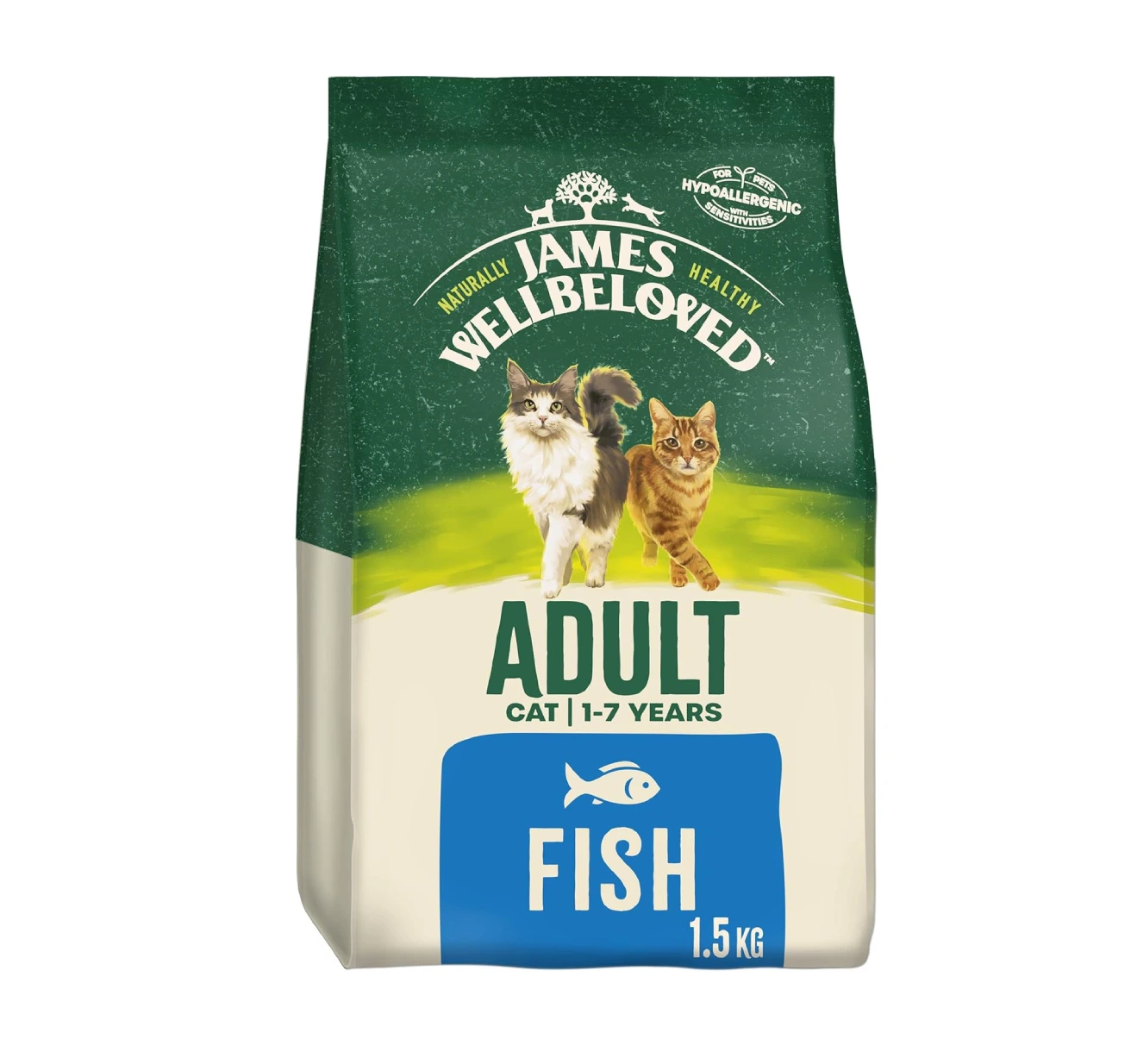 James Wellbeloved Adult Fish 1.5 kg Bag, Hypoallergenic Dry Cat Food