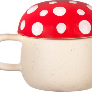 Sass & Belle Red Mushroom Mug with Lid